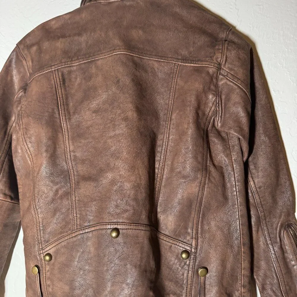 FREE PEOPLE We The‎ Free Jealousy Washed Wine Vegan Moto Jacket Size XS NWT